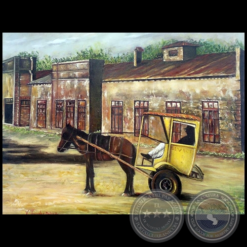 Estacin de tren de Encarnacin - Pintura al leo - Obra de Vicente Gonzlez Delgado